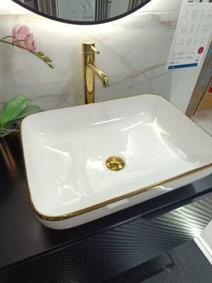 Premiera Umywalka nablatowa  Campa  L  FRENCH GOLD Pure Wave 55 GOLD  550x400x160 mm   dostawa GRATIS do 2000zł