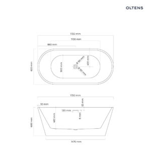 Oltens Yrsa wanna wolnostojąca 172x82 cm owalna akrylowa biała 12024000