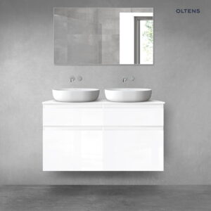 Oltens Vernal zestaw mebli łazienkowych 120 cm z blatem biały połysk 68300000