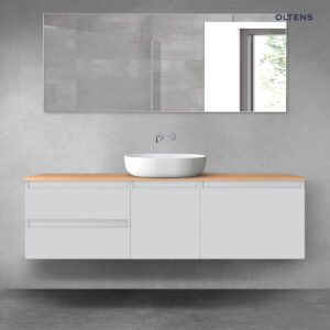 Oltens Vernal zestaw mebli łazienkowych 160 cm z blatem szary mat/dąb 68411700