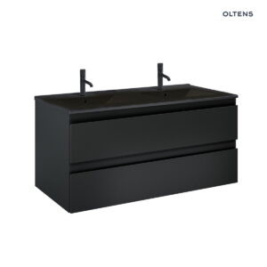 Oltens Vernal szafka 120 cm podumywalkowa wisząca z umywalką czarny mat 68465300
