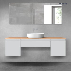 Oltens Vernal zestaw mebli łazienkowych 160 cm z blatem szary mat/dąb 68391700