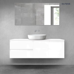 Oltens Vernal zestaw mebli łazienkowych 140 cm z blatem biały połysk 68271000