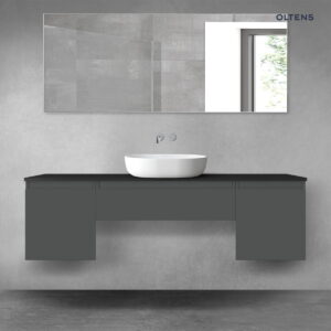 Oltens Vernal zestaw mebli łazienkowych 160 cm z blatem grafit mat/czarny mat 68396400