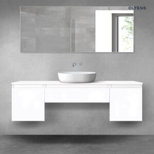 Oltens Vernal zestaw mebli łazienkowych 160 cm z blatem biały połysk 68388000