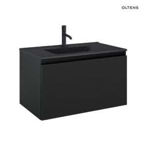 Zestaw Oltens Vernal umywalka z szafką 80 cm czarny mat 68015300