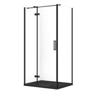 Cersanit Set C575 Kabina City Lewa Czarna 100X80X195+Tako Slim Czarny Mat Wir
