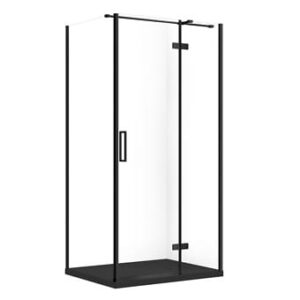 Cersanit Set C574 Kabina City Prawa Czarna 100X80X195+Tako Slim Czarny Mat Wir