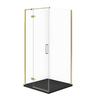 Cersanit Set C557 Kabina City Lewa Złota 90X90X195+Tako Slim Czarny Mat Wir