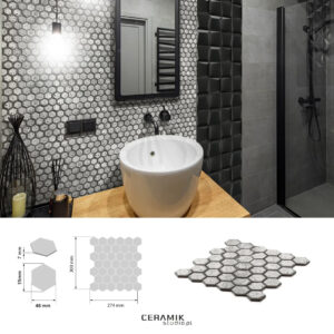 Ceramik Studio Mozaika Hex Quicksilver