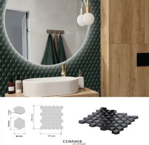 Ceramik Studio Mozaika 3D Hex Black