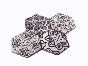 Ceramik Studio Mozaika Heksagon Patchwork Black &White Mix