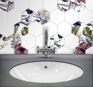 Ceramik Studio Mozaika Heksagon White & Flower