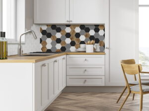 Ceramik Studio Mozaika Heksagon MIX – Black Mat – Wood – White – Dark Grey