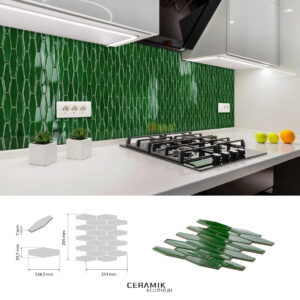 Ceramik Studio Mozaika Long Hex Green