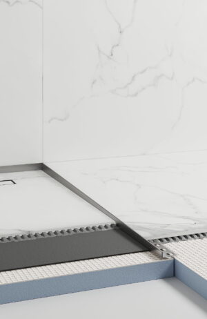 Listwa spadkowa krawędziowa, Prawa srebrny szczotkowany 120cm