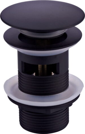 Korek umywalkowy Klik Klak czarny mosiężny z przelewem