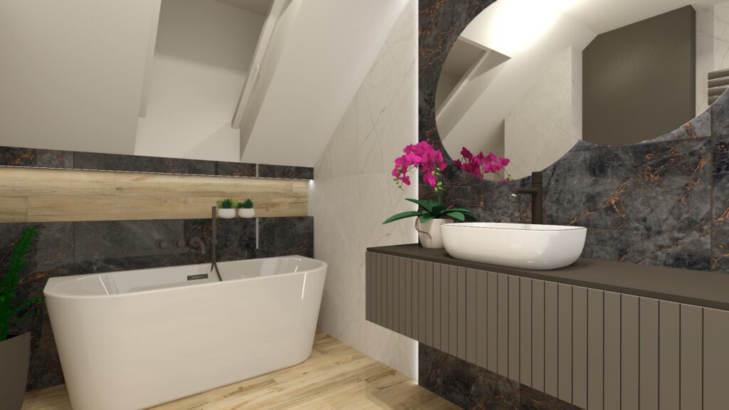 Elegancka łazienka na poddaszu