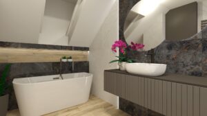 Elegancka łazienka na poddaszu