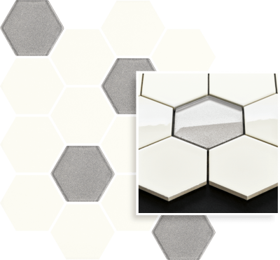 Paradyż Uniwersalna Mozaika Prasowana Bianco Hexagon Mix 22x25.5 gatunek I