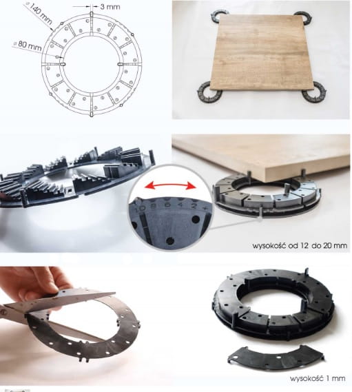 Wspornik/Podstawki podkładki regulowane pod płyty tarasowe gresy 2.0 10mm A - obrazek 3