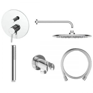 Zestaw Oltens Molle bateria podtynkowa z deszczownicą 30 cm Sondera i kompletem prysznicowym Ume chrom (34100100, 37002100, 39400100, 37102100, 37200100, 39304100)