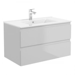 Oltens Vernal umywalka z szafką podumywalkowa wisząca 60 cm 2S szary mat 68000700