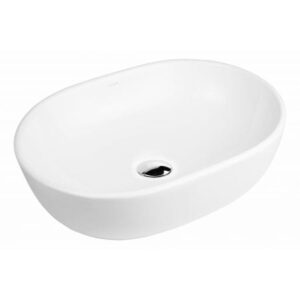 Oltens Hamnes Thin umywalka nablatowa z otworem na baterię owalna 80 x 40 cm biała  z powłoką Oltens SmartClean 41815000