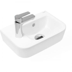 Oltens Vernal umywalka 37x24,5 cm wisząca lewa biała 41004000