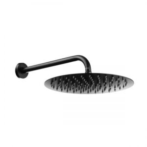 Zestaw Oltens Vindel Lagan deszczownica 30 cm okrągła z ramieniem ściennym czarny mat 36012300