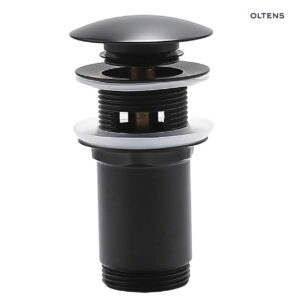 Oltens Halsa korek do umywalki klik klak okrągły z przelewem G1 1/4  czarny mat 05100300