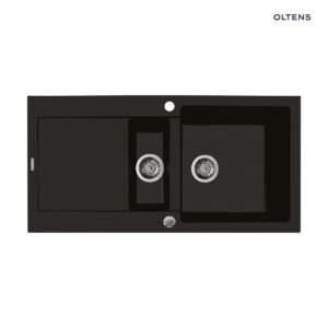 Oltens Gravan zlewozmywak granitowy 1,5-komorowy z ociekaczem 100x50 cm czarny mat 72300300