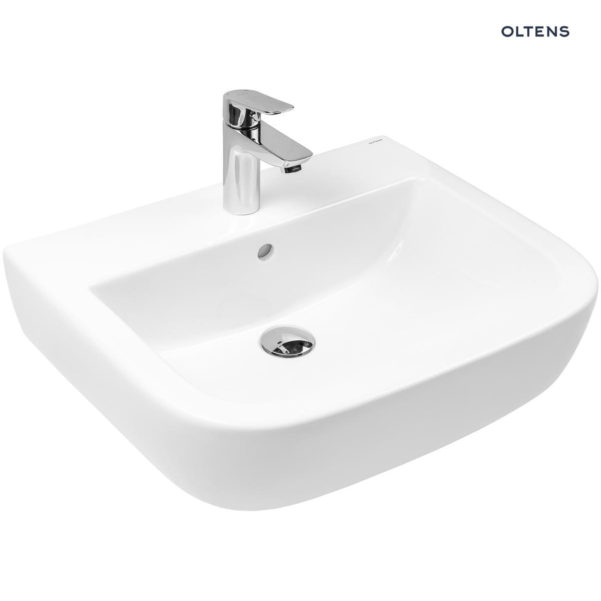 Oltens Vernal umywalka 56x45 cm wisząca z powłoką SmartClean biała 41502000 - obrazek 2