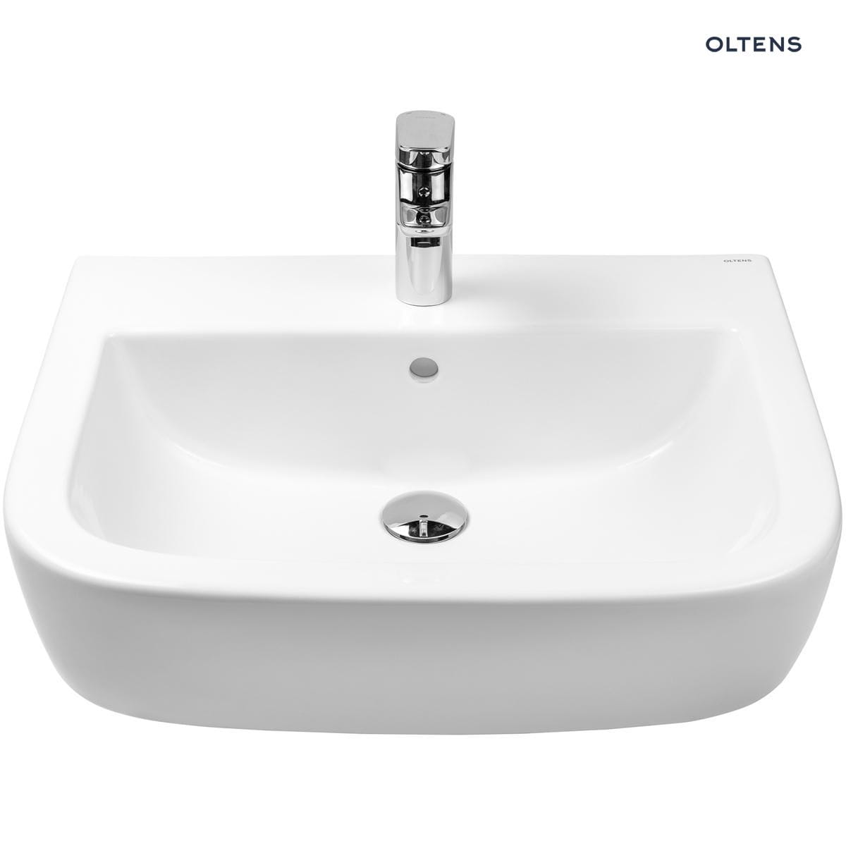 Oltens Vernal umywalka 56x45 cm wisząca z powłoką SmartClean biała 41502000 - obrazek 3