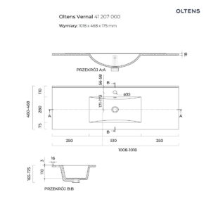 Zestaw Oltens Vernal umywalka z szafką 100 cm biały połysk 68008000