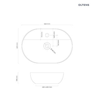 Oltens Hamnes Thin umywalka 62x42 cm nablatowa owalna z otworem na baterię z powłoką SmartClean czarny mat 41814300