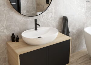 Oltens Hamnes bateria umywalkowa stojąca czarny mat 32202300