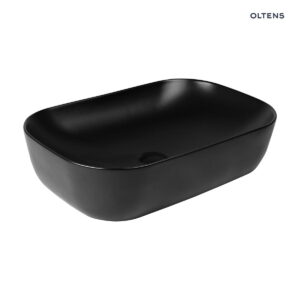 Oltens Hamnes umywalka 61x40 cm nablatowa owalna z powłoką SmartClean czarny mat 40802300