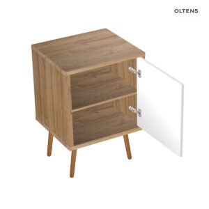 Oltens Hedvig szafka 50 cm podumywalkowa wisząca z półką biały połysk/dąb naturalny 60203060