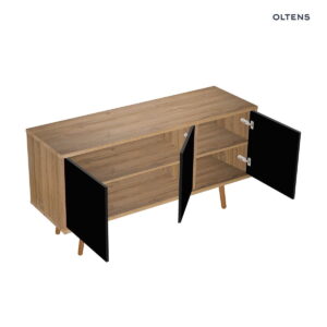 Oltens Hedvig szafka 140 cm podumywalkowa wisząca z półką czarny mat/dąb naturalny 60205360