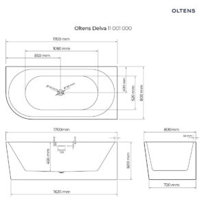 Oltens Delva wanna wolnostojąca narożna 170x80 cm prawa biała 11001000