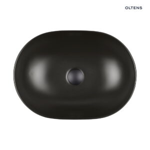 Oltens Hamnes Thin umywalka 49.5x35.5 cm nablatowa owalna z powłoką SmartClean czarny mat 40819300