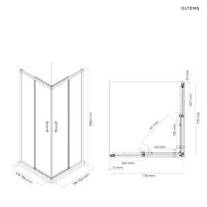 Oltens Breda kabina prysznicowa 80x80 cm kwadratowa czarny mat/szkło 20005300