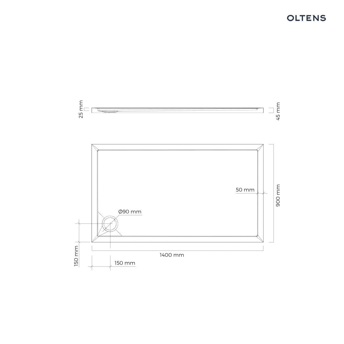 Oltens Superior brodzik 140x90 cm prostokątny akrylowy czarny mat 15007300 - obrazek 5