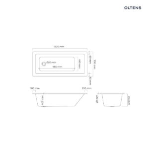Oltens Langfoss wanna akrylowa 150x70 prostokątna czarny mat 10002300
