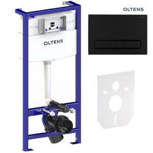 Zestaw Oltens Triberg Torne 5w1 stelaż podtynkowy z przyciskiem spłukującym czarny mat 58300300