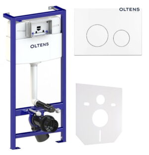 Zestaw Oltens Triberg Lule 5w1 stelaż podtynkowy z przyciskiem spłukującym białym 58300000