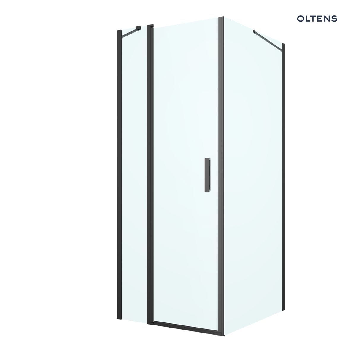 Oltens Verdal kabina prysznicowa 80x100 cm prostokątna drzwi ze ścianką czarny mat/szkło przezroczyste 20206300
