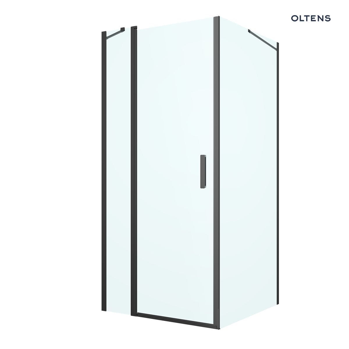 Oltens Verdal kabina prysznicowa 90x100 cm prostokątna drzwi ze ścianką czarny mat/szkło przezroczyste 20208300