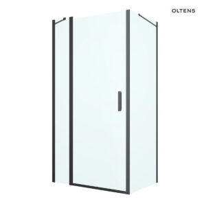 Oltens Verdal kabina prysznicowa 100x80 cm prostokątna drzwi ze ścianką czarny mat/szkło przezroczyste 20209300